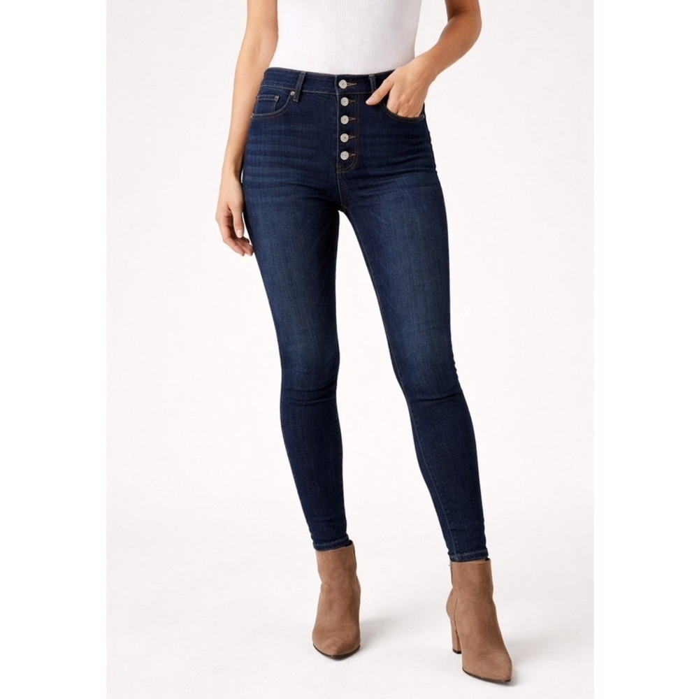 Lucky Brand Dark Indigo High-Rise Button-Fly Skinny Jeans